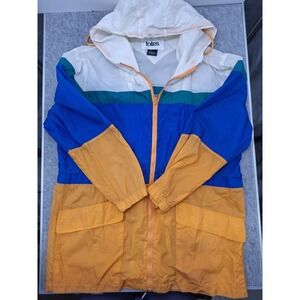 Vintage TOTES mens windbreaker jacket hoodie hooded sz M yellow white blue